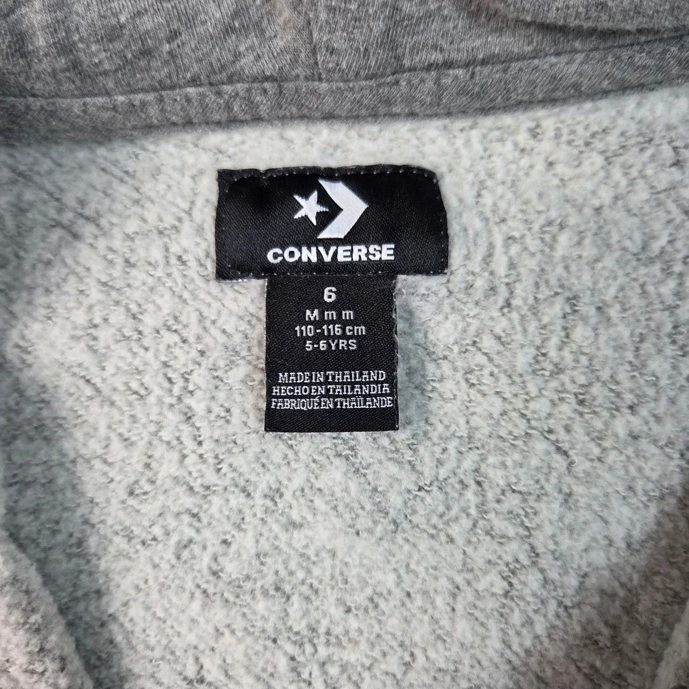Converse Kids Gray Star Chevron Logo Full Zip Hoodie Sweatshirt Size 6 5-6 Years